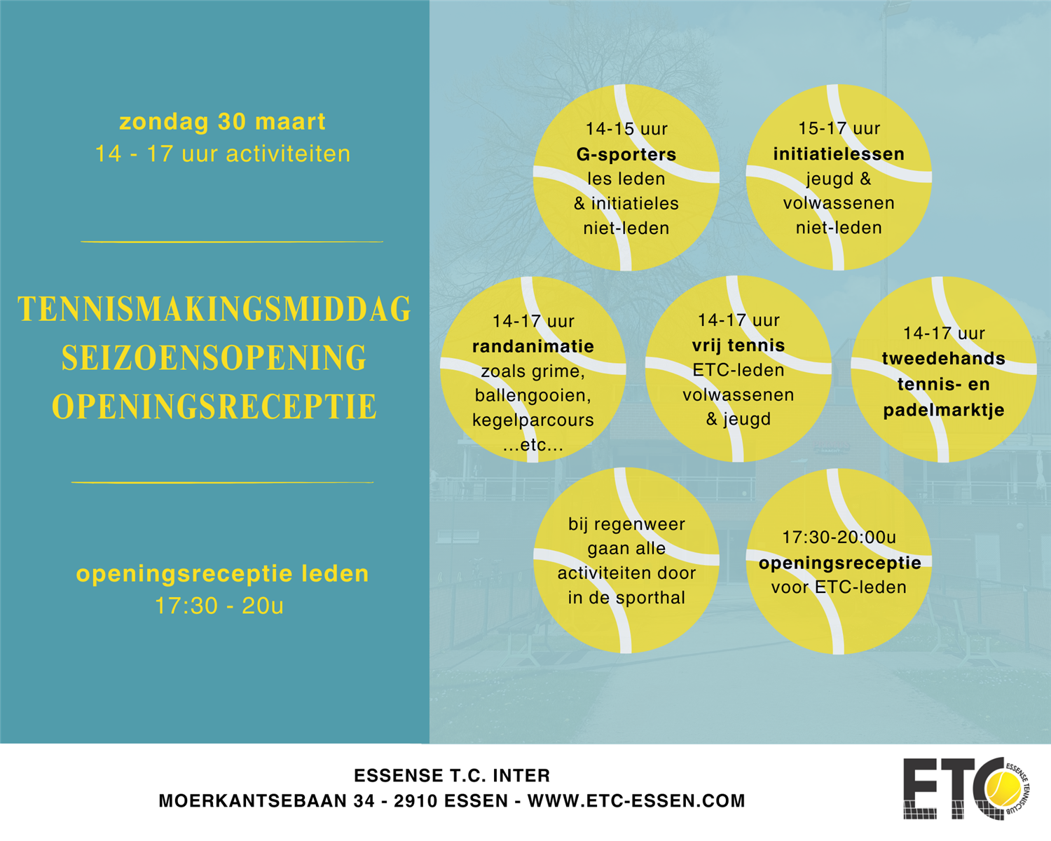 Tennismakingsmiddag zondag 30 maart